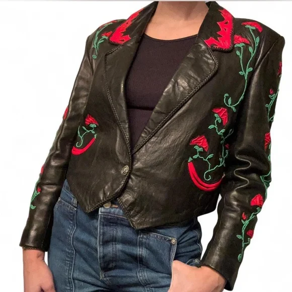 Vintage, rare, and unique beaded leather moto jacket - Picture 3 of 7